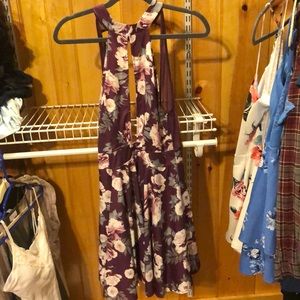Flowy, flower dress with low neck line